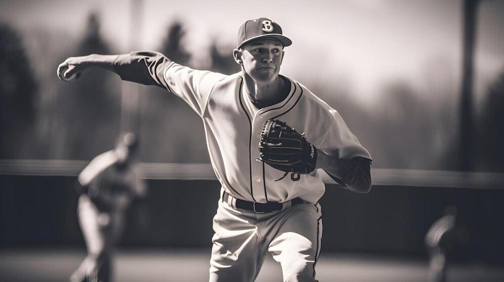 Pitcher wearing a baseball uniform throwing a baseball